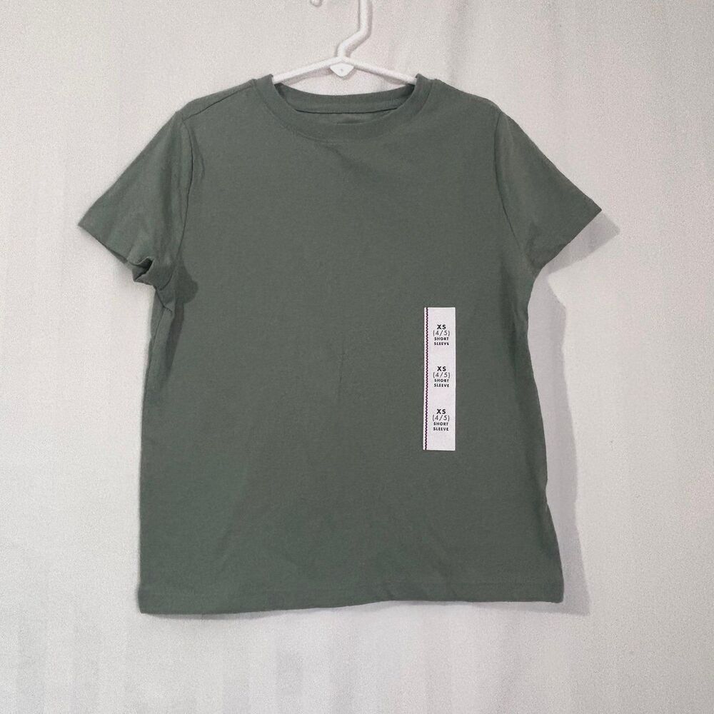 Cat & Jack Girls Size XS (4/5) Short Sleeve T-Shirt Army Green NWT